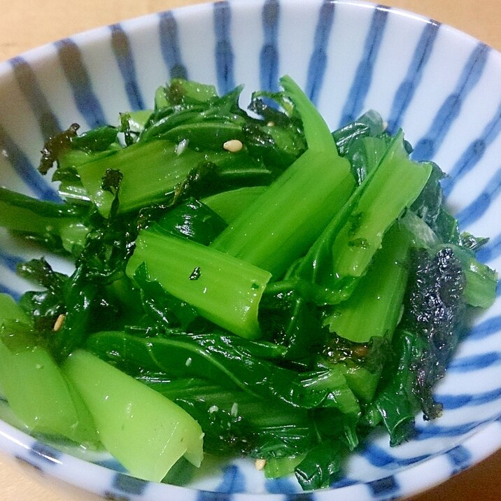 小松菜と韓国のりのわさびポン酢合え